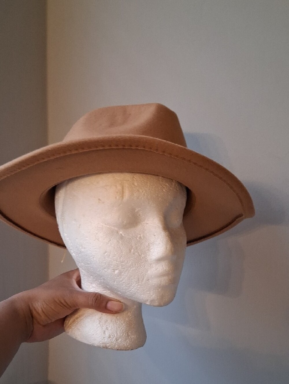 Wide-Brim Felt Fedora Hat - Camel Brown